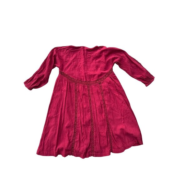 American Eagle Outfitters Red Crochet Trim Mini Dress Small Cotton Blend Boho St - Picture 2 of 6